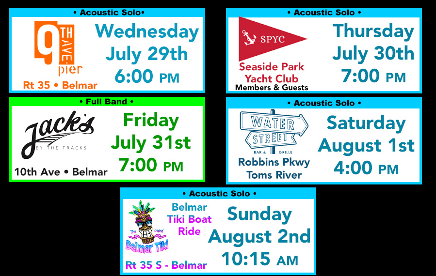 Belmar, Seaside Park, Toms River, Dover, Monmouth Beach, Ocean County NJ Live music Matt Noffsinger Band.
